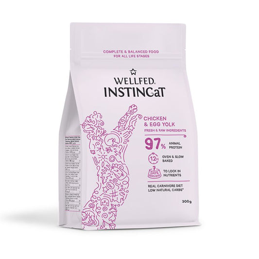 Wellfed InstinCaT Chicken & Egg Yolk бавно изпечена на фурна храна за котки с Пилешко и Яйчен Жълтък 300г