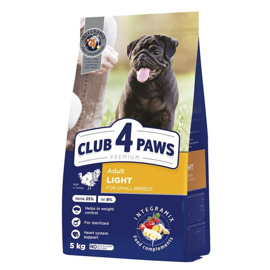 Club 4 paws Sterilised and Light Small Breeds Adult храна за кастрирани кучета от малки породи с Пуешко 5кг