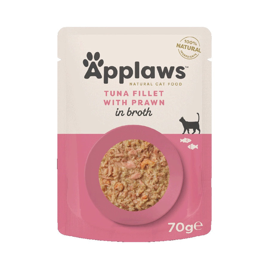 Applaws Tuna Fillet with Prawn Adult храна за котки с Риба тон и Скариди в бульон 70г пауч