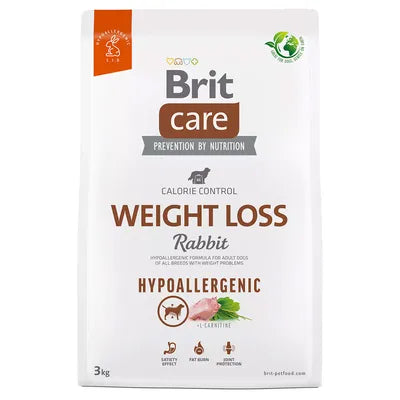 Brit Care Hypoallergenic Rabbit & Rice Weight Loss Adult хипоалергенна храна за кучета с наднормено тегло и склонност към затлъстяване със Заешко и Ориз 3кг