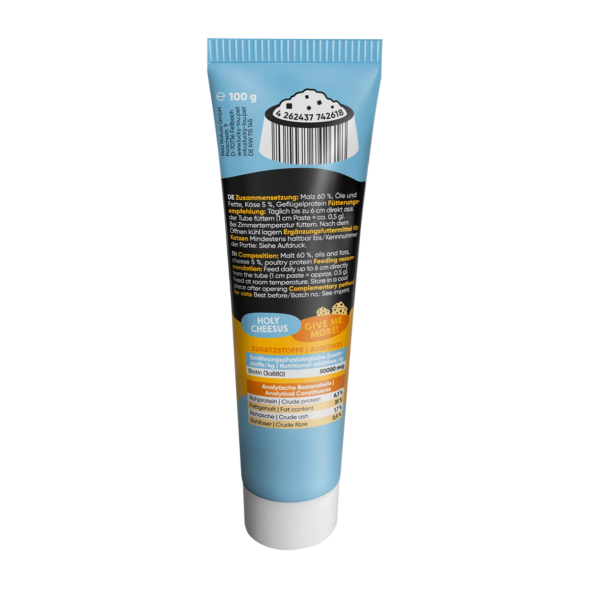 Lucky Lou Squeeze Head Adult Malt & Cheese малцова паста против космени топки за котки със Сирене 100г