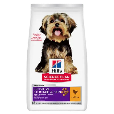 Hill's Science Plan Sensitive Stomach & Skin Chicken Small & Mini Adult храна за кучета с чувствителен стомах и кожа от дребни и мини породи с Пилешко 3кг