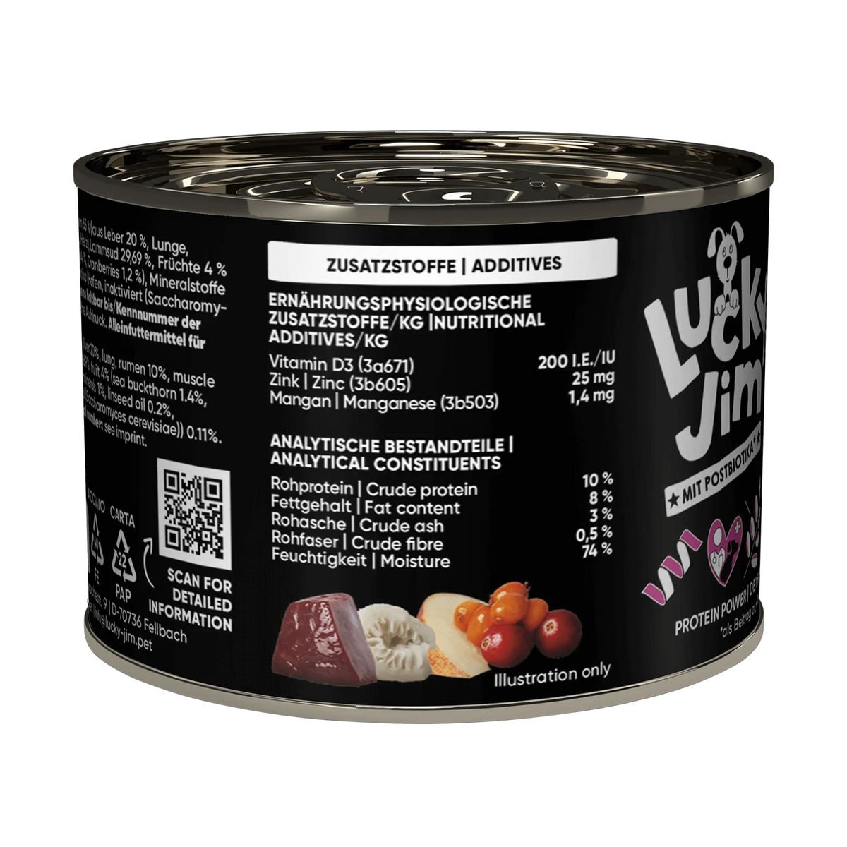 Lucky Jim Mini Lamb & Superfoods Grain Free Monoprotein Adult беззърнена монопротеинова мокра храна за кучета от дребни породи с 65% Агнешко месо, Постбиотици и Суперхрани 200г