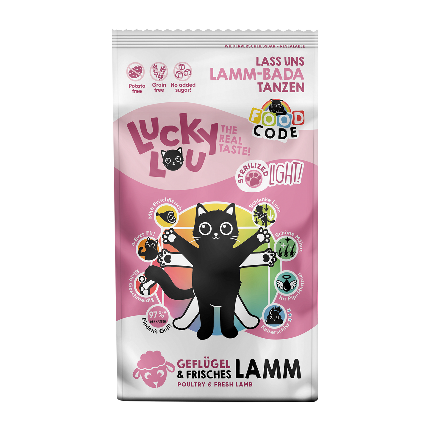 LUCKY LOU суха храна за котки Лайт Птиче и агнешко 340гр.