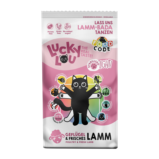 LUCKY LOU суха храна за котки Лайт Птиче и агнешко 340гр.