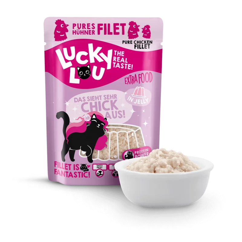 Lucky Lou Pure Chicken Fillet in Jelly Grain Free Monoprotein храна за котки чисто Пилешко филе в желе 70г пауч