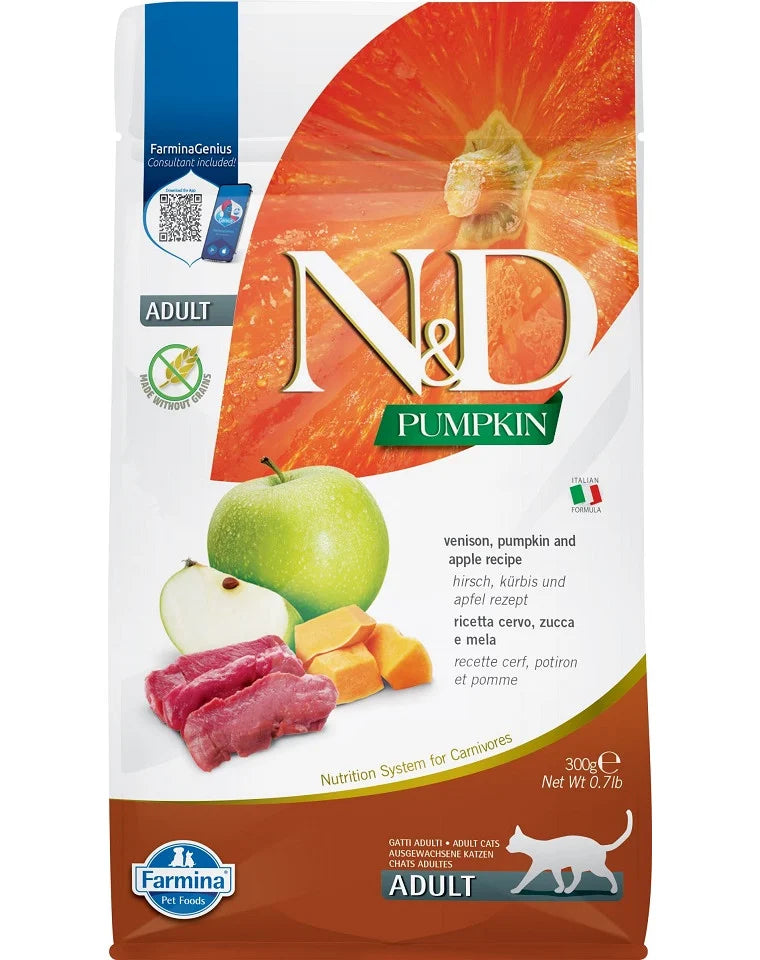 N&D Pumpkin храна за котки с Еленско, Тиква и Ябълки Adult 300г