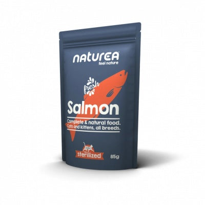Naturea Salmon Monoprotein Grain Free Kittens & Cats натурална храна за котки със 70% Сьомга 85г пауч