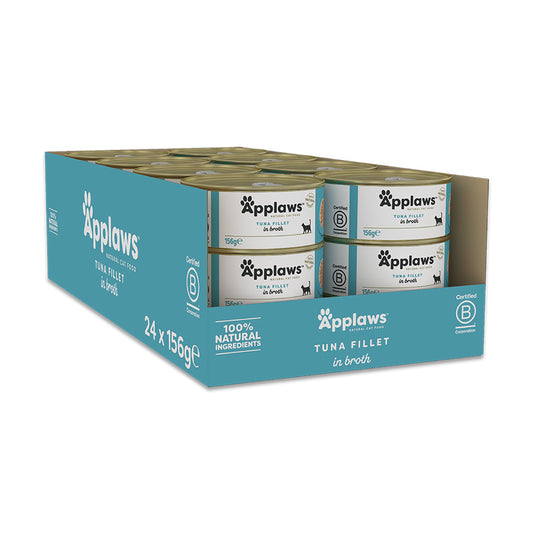 Applaws Tuna Fillet Adult храна за котки с филе от Риба тон в бульон 24 х 156г