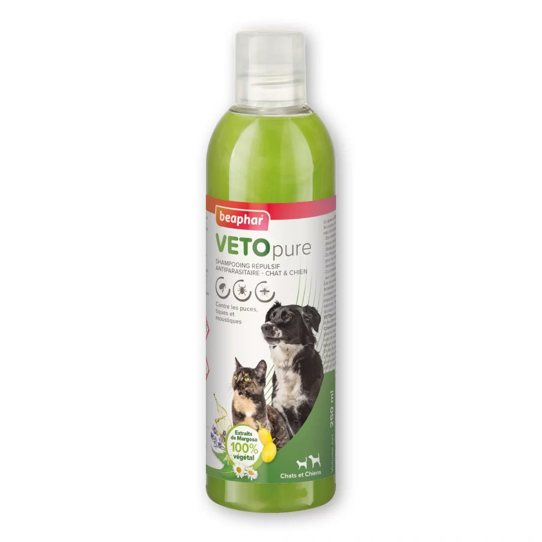 Beaphar Veto Pure Shampoo репелентен шампоан за кучета и котки срещу бълхи, кърлежи и комари с Маргоза и Лавандула 250мл