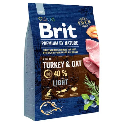 Brit Premium by Nature Light Turkey & Oat Adult храна за кучета от всички породи за контрол на теглото с Пуешко месо 3 кг