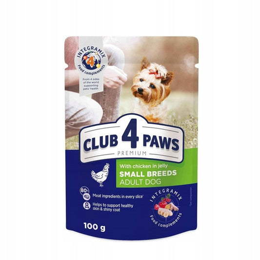 Club 4 paws Small Breed Adult храна за кучета от малки породи с Пилешко в желе 100г пауч