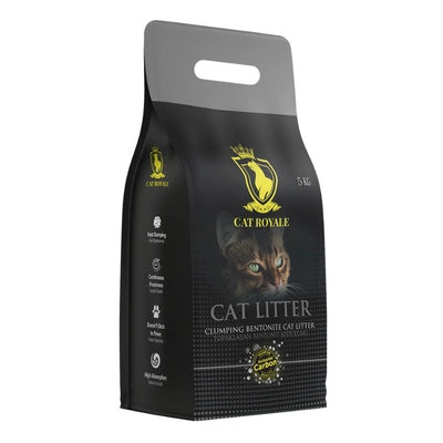 Cat Royale Carbon висококачествен бял бентонит за котешка тоалетна с активен въглен 5 кг