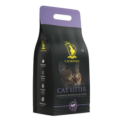 Cat Royale Lavender висококачествен бял бентонит за котешка тоалетна с аромат на лавандула 5 кг