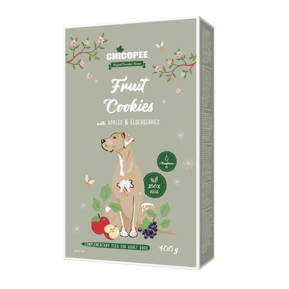 Chicopee Fruit Cookies веган бисквити за кучета с ябълки и бъз кутия 400г