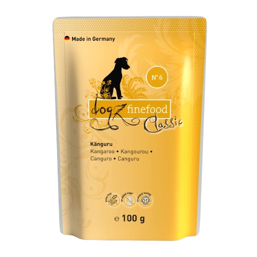 Dogz Finefood Classic Kangaroo Grain Free пауч за подрастващи и възрастни кучета Монопротеин с 65% месо от Кенгуру 100 г