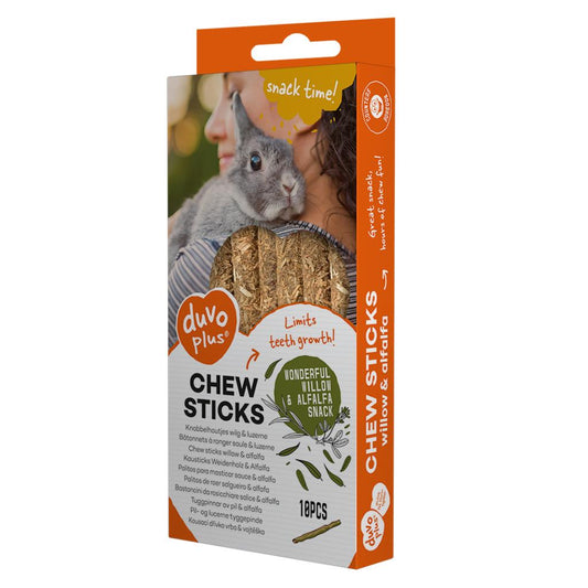 Duvo Plus Chew Strips Alfalfa дъвчащи пръчици от върба и люцерна за зайчета и гризачи 50 г