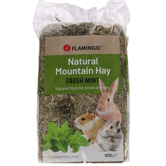 Flamingo Natural Mountain Hay Fresh Mint планинско сено с мента за зайчета и гризачи 500 г