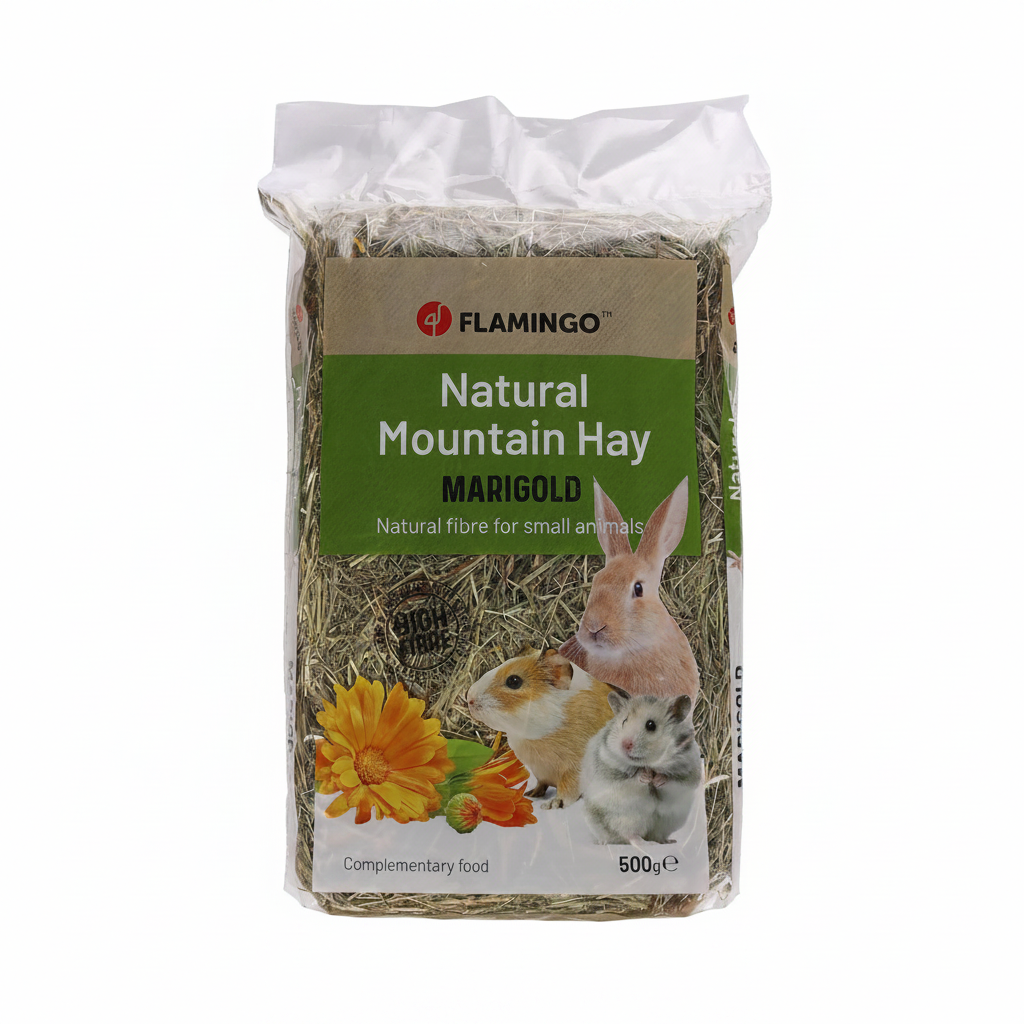 Flamingo Natural Mountain Hay Marigold планинско сено с невен за зайчета и гризачи 500 г