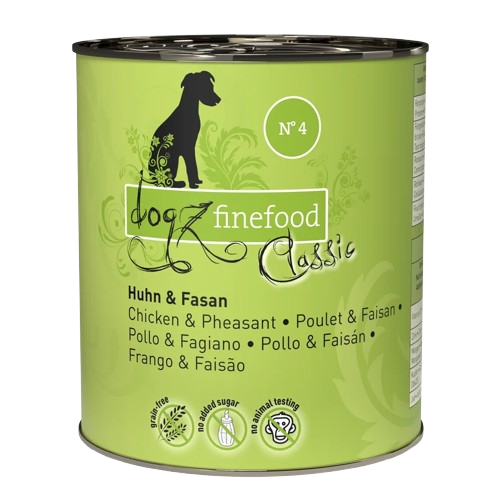 Dogz Finefood Classic Chicken & Pheasant Gourmet Grain Free Puppy & Adult мокра храна за кучета с 50% Пиле и 15% Фазан, Киноа и Тиква 800г