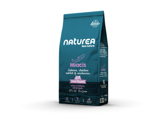 Naturea Lands Miacis Grain free супер премиум храна за котки със Сьомга, Пиле, Заек и Сардини 1,6кг