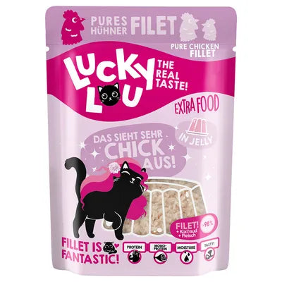 Lucky Lou Extra Food Pure Chicken Fillet монопротеинова беззърнена храна за котки с пилешко филе в желе 70 г пауч