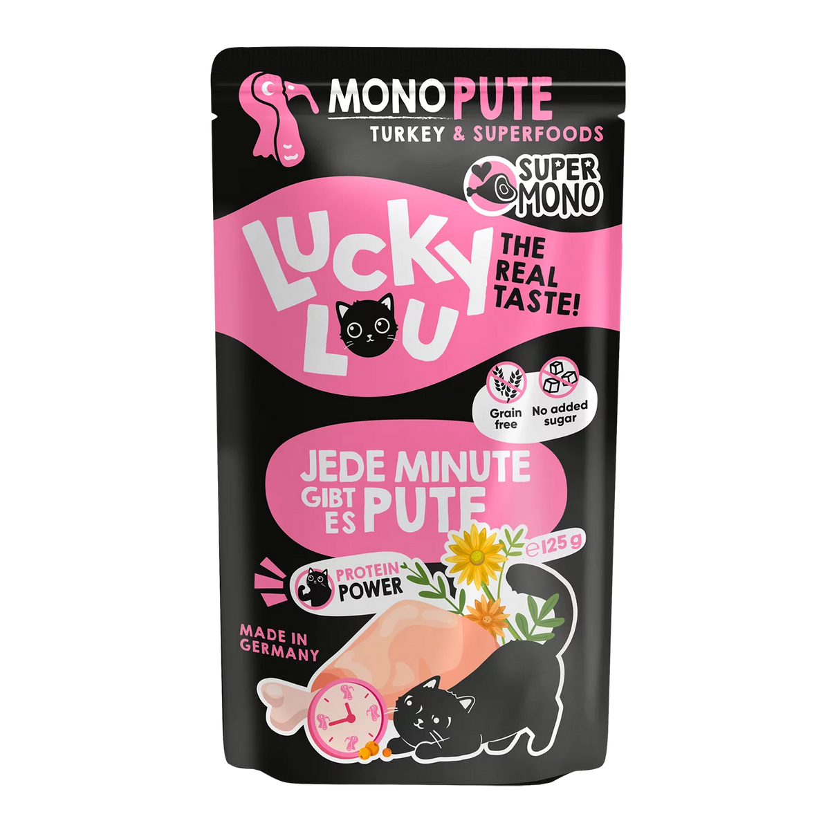 Lucky Lou SuperMono² Turkey Grain Free Adult пауч за котки Монопротеин с 65% Пуешко месо и Суперхрани 125 г