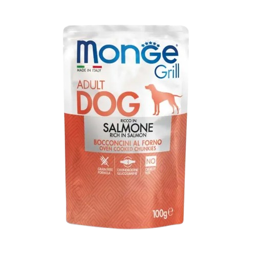 Monge Grill Salmon Grain Free Adult пауч за кучета без зърно с печена Сьомга 100 г