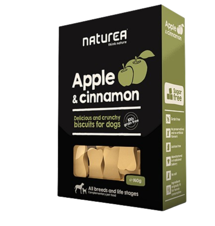 Naturea Apple & Cinamon Grain Free бисквити за кучета от всички породи и възрасти с Ябълки и Канела 140г