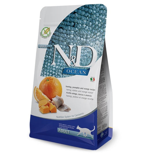 N&D Pumpkin Herring & Orange Grain Free Adult храна за котки с Херинга Тиква и Портокал 5кг