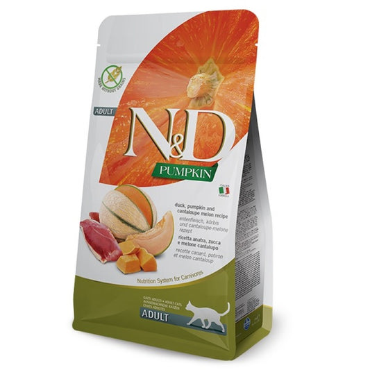 N&D Pumpkin Duck & Cantaloupe Grain Free Adult храна за котки с Патешко, Тиква и Пъпеш 300г