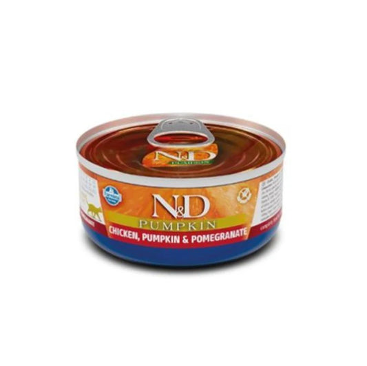N&D Pumpkin храна за котки с Пилешко, Тиква и Нар 70г конс.