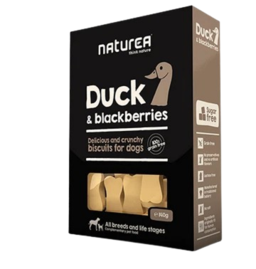 Naturea Duck & Blackberries Grain Free бисквити за кучета от всички породи и възрасти с Патешко и Къпини 140г