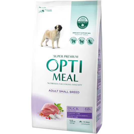 OptiMeal Duck Small Breed Adult храна за кучета от дребни породи с Патешко 1,5кг