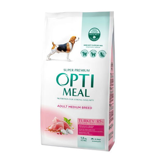 OptiMeal Turkey Medium Breed Adult храна за кучета от средни породи с Пуешко 1,5кг