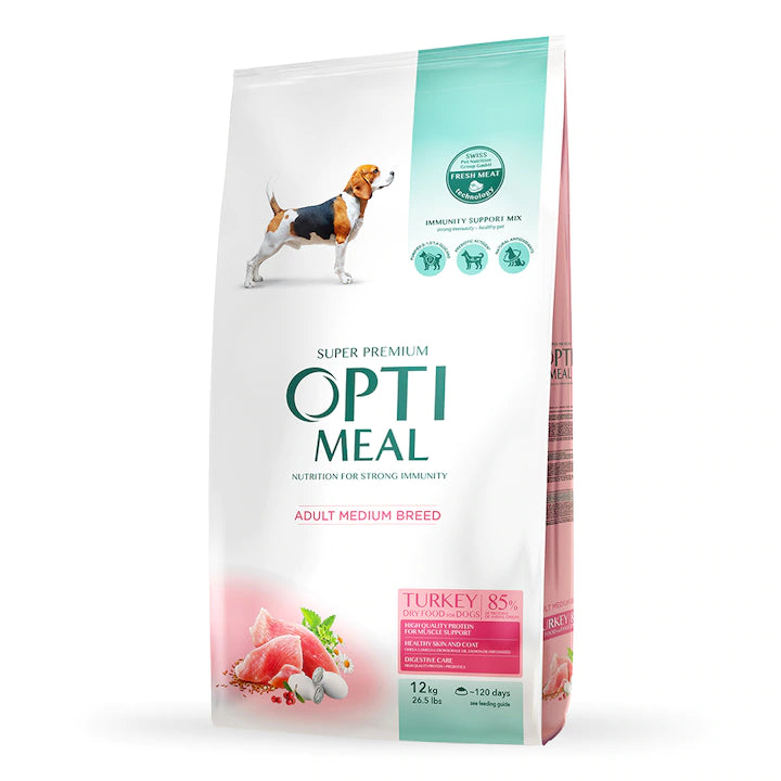 OptiMeal Turkey Medium Breed Adult храна за кучета от средни породи с Пуешко 12кг