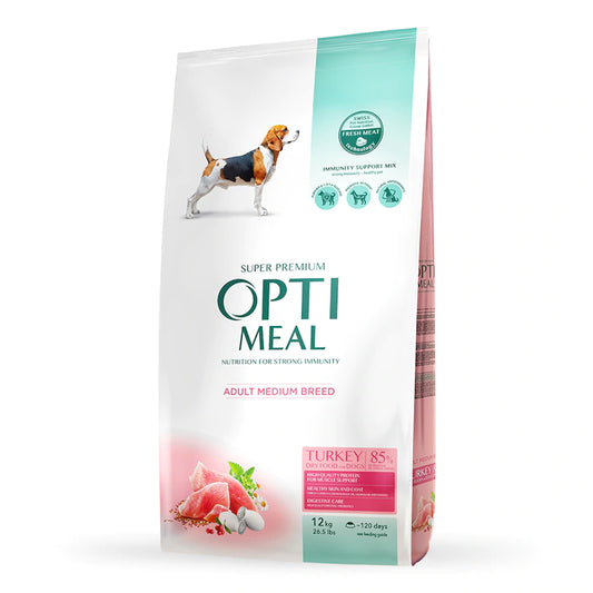 OptiMeal Turkey Medium Breed Adult храна за кучета от средни породи с Пуешко 12кг
