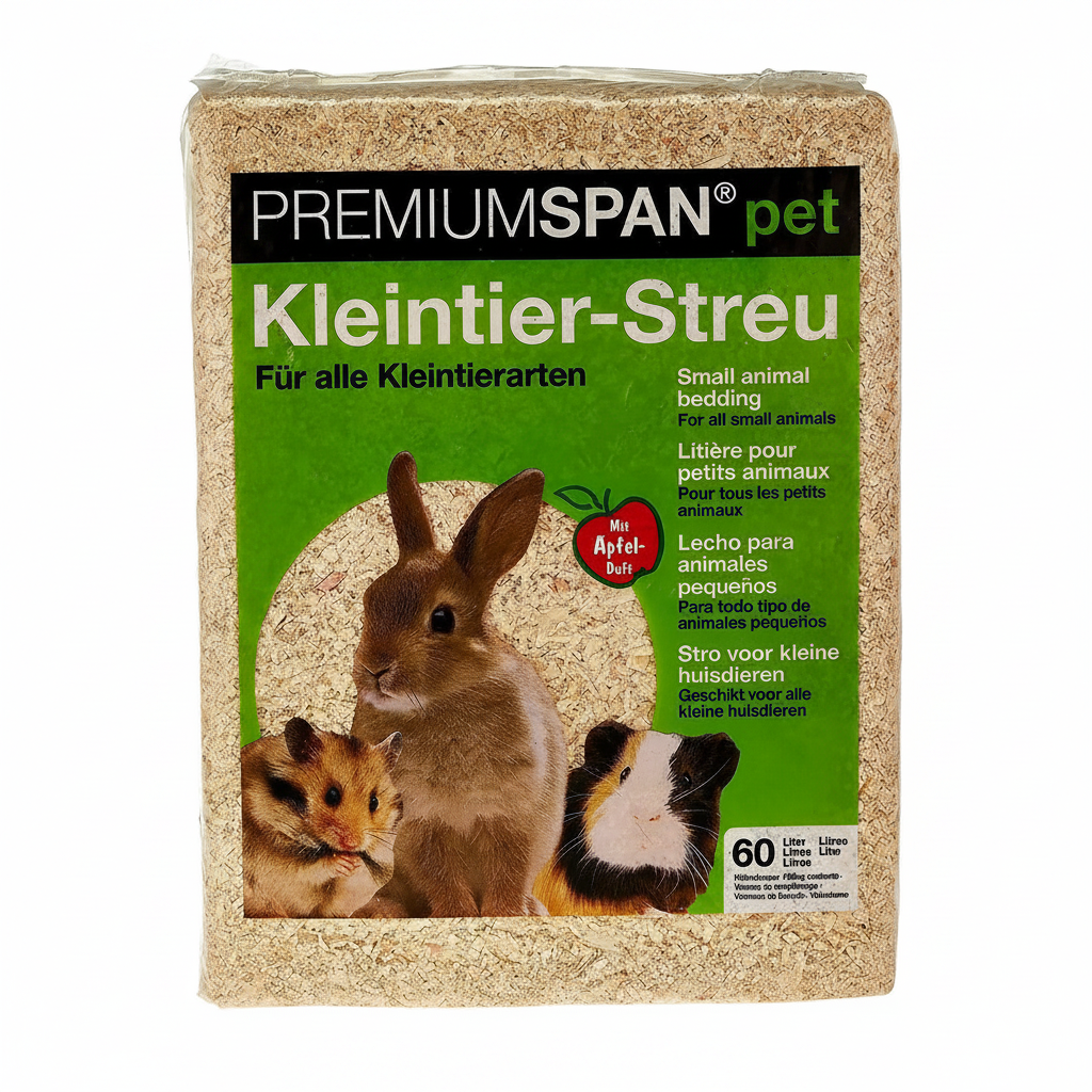 Premiumspan Pet Wood Chips Green Apple талаш за зайчета, морски свинчета и гризачи с аромат на зелена ябълка 15 л / 1 кг