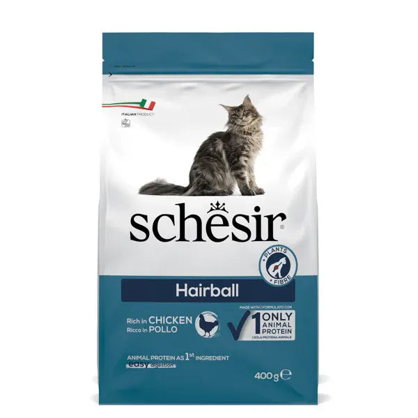 Schesir Chicken Hairball Adult храна за котки с Пилешко против космени топки 400г