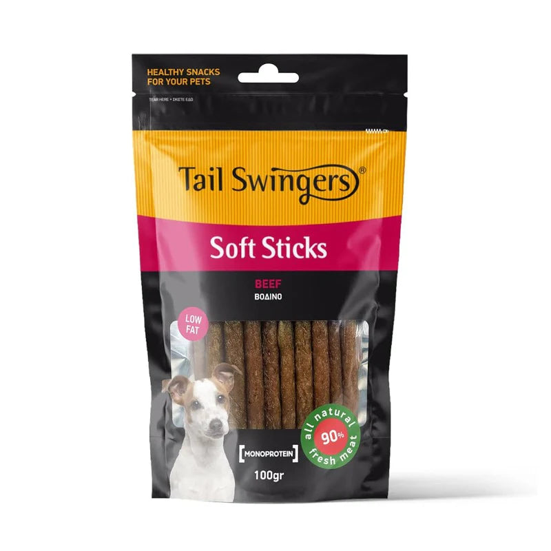 Tail Swingers Soft Beef Sticks Monoprotein Grain Free лакомство за кучета монопротеин Телешки пръчици 100г