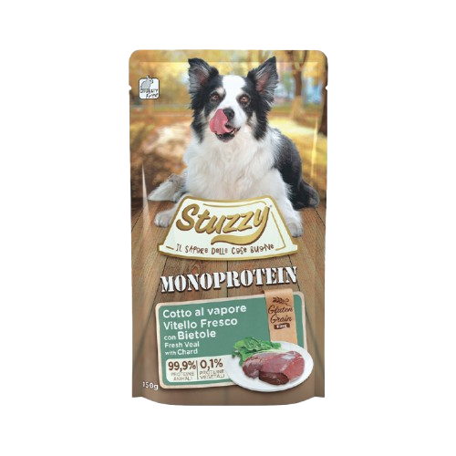 Stuzzy Veal & Chard Grain Free Monoprotein Adult монопротеинова мокра храна за кучета с 66% Телешко и Листно цвекло 150г пауч