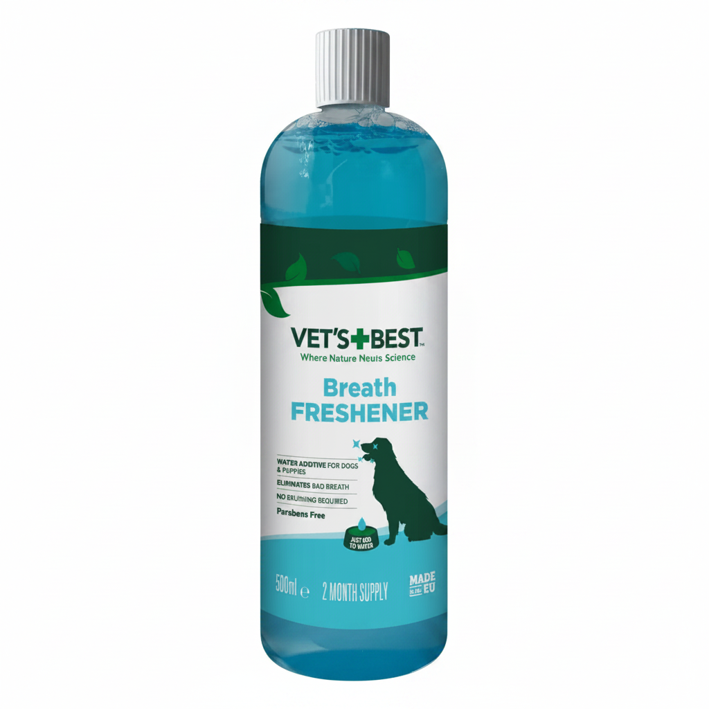 Vet's Best Breath Freshener вода за уста за кучета за свеж дъх с мента, карамфил и здравец 500 мл
