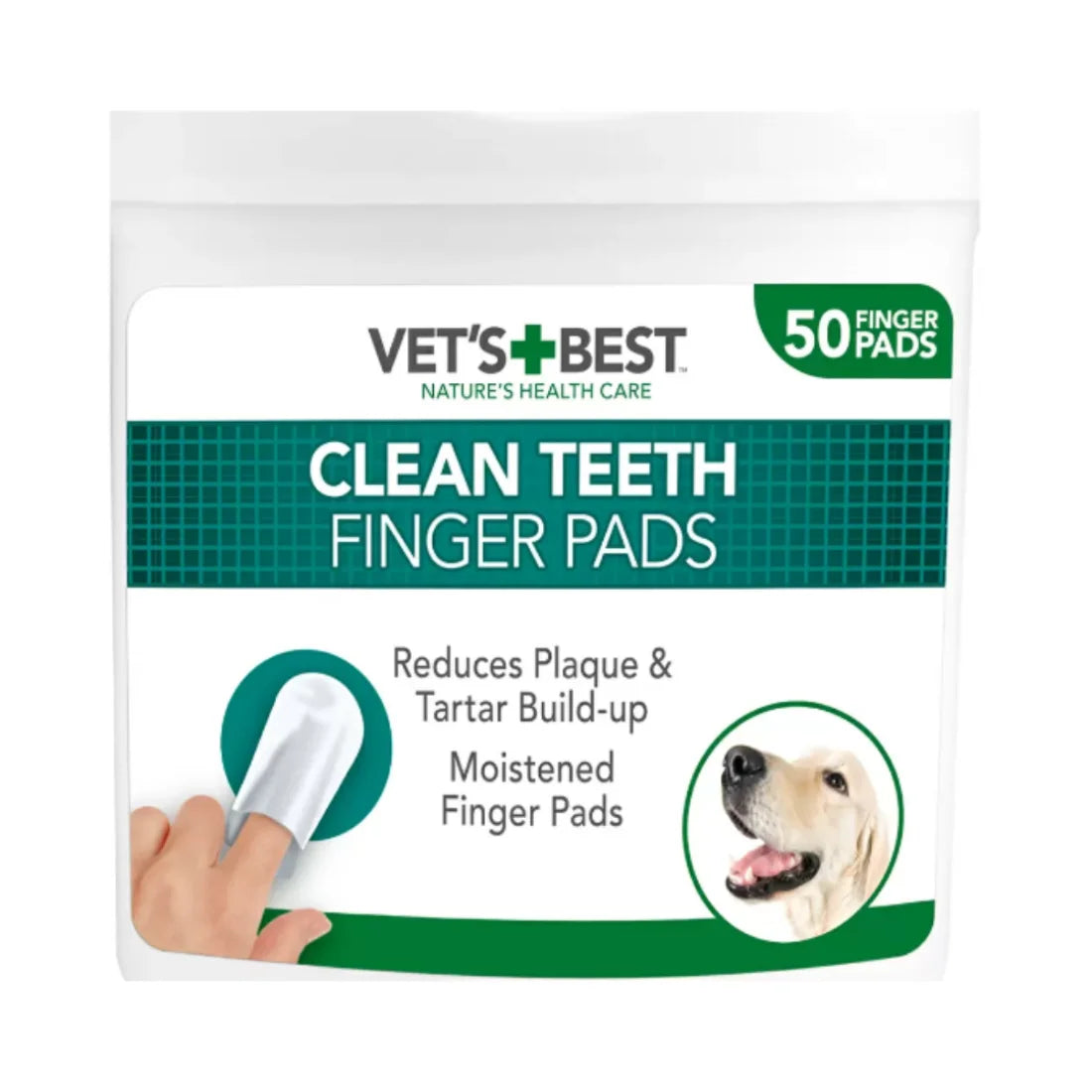 Vet's Best Clean Teeth Finger Pads дентални кърпички-напръстник за кучета с аромат на мента 50 бр.
