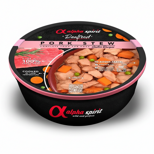 Alpha Spirit Real Food Pork Stew Grain Free яхния за кучета с 97% Свинско месо и Зеленчуци 280г