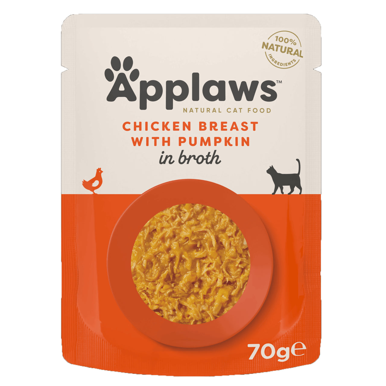 Applaws Chicken Breast with Pumpkin in Broth храна за котки с Пилешко филе и Тиква в бульон 70г пауч