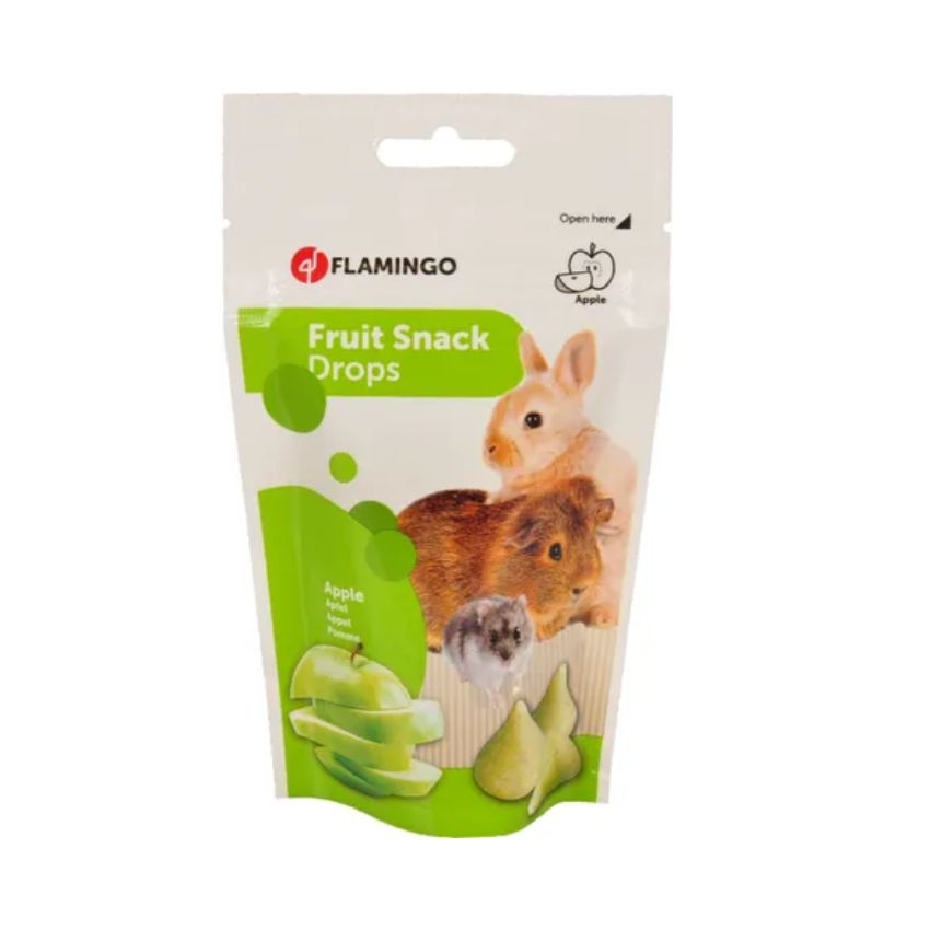 Flamingo Fruit Drops Apple лакомство за гризачи с Ябълки 75г