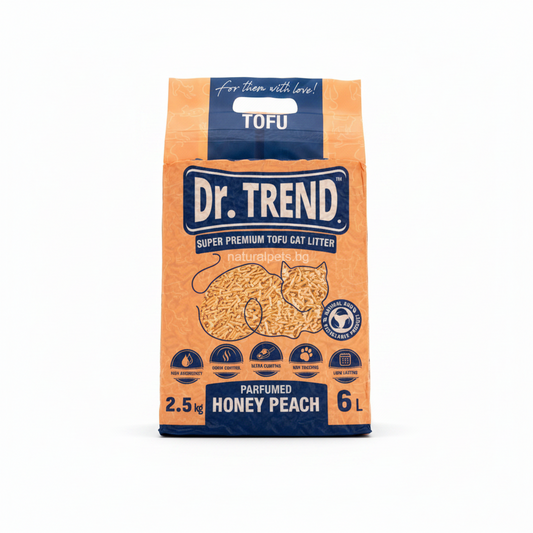 Dr. Trend Cat Litter Tofu Peach натурална соева котешка тоалетна Тофу Медена Праскова 6л