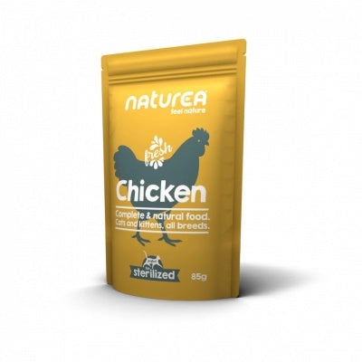 Naturea Chicken Monoprotein Grain Free Kittens & Cats натурална храна за котки със 70% Пилешко месо 85г пауч