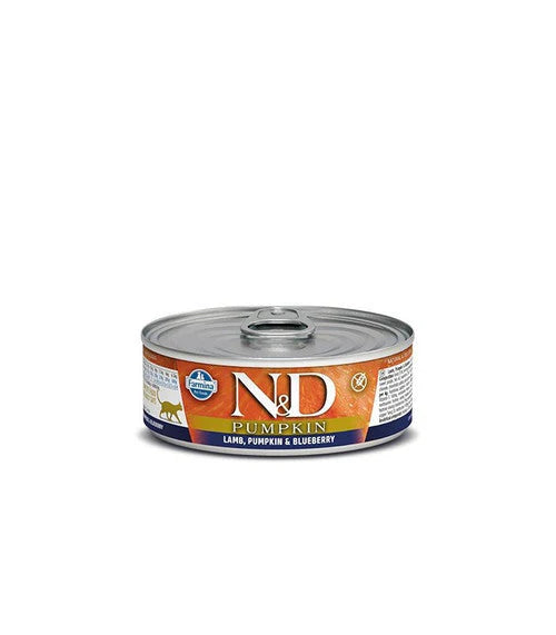 N&D Pumpkin храна за котки с Агнешко, Тиква и Боровинки 70г конс.