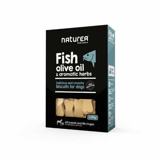 Naturea Fish, Olive Oil & Aromatic Herbs Grain Free бисквити за кучета